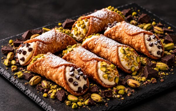 Cannoli cu fistic și ciocolată